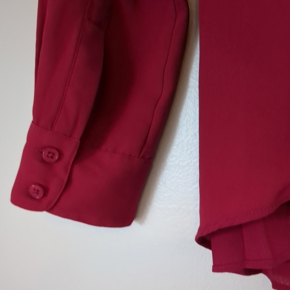 Le Chateau Blouse Women's Medium Pink Red Button Down Sheer Barbiecore Feminine - Picture 3 of 8